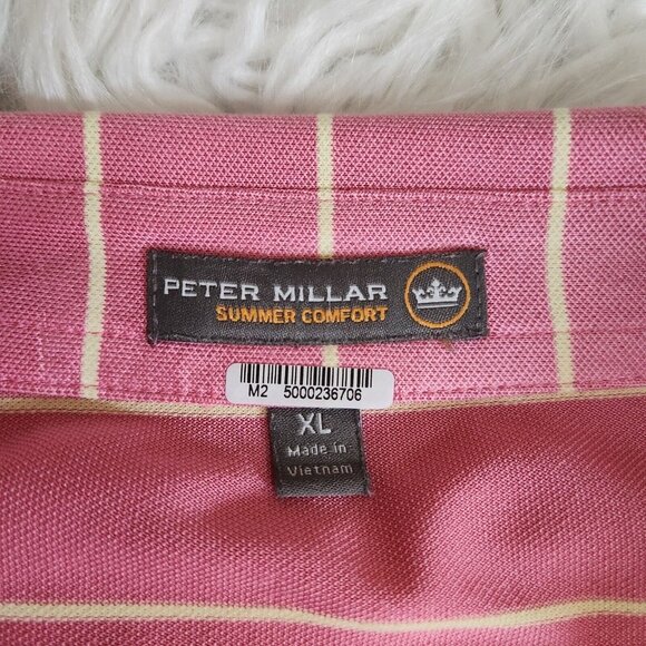 Peter Millar Summer Comfort Polo Shirt Mens XL Pink Striped Performance Golf - Picture 3 of 10